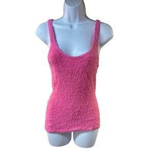 Vintage Cache Pink Fuzzy Tank Top Women’s Y2K Cozy Soft Knit Sz Large
